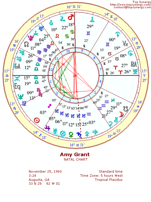 Amy Grant natal wheel chart