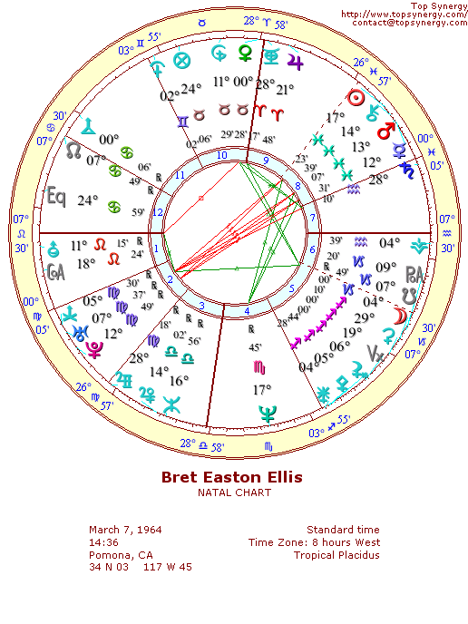 Bret Easton Ellis natal wheel chart