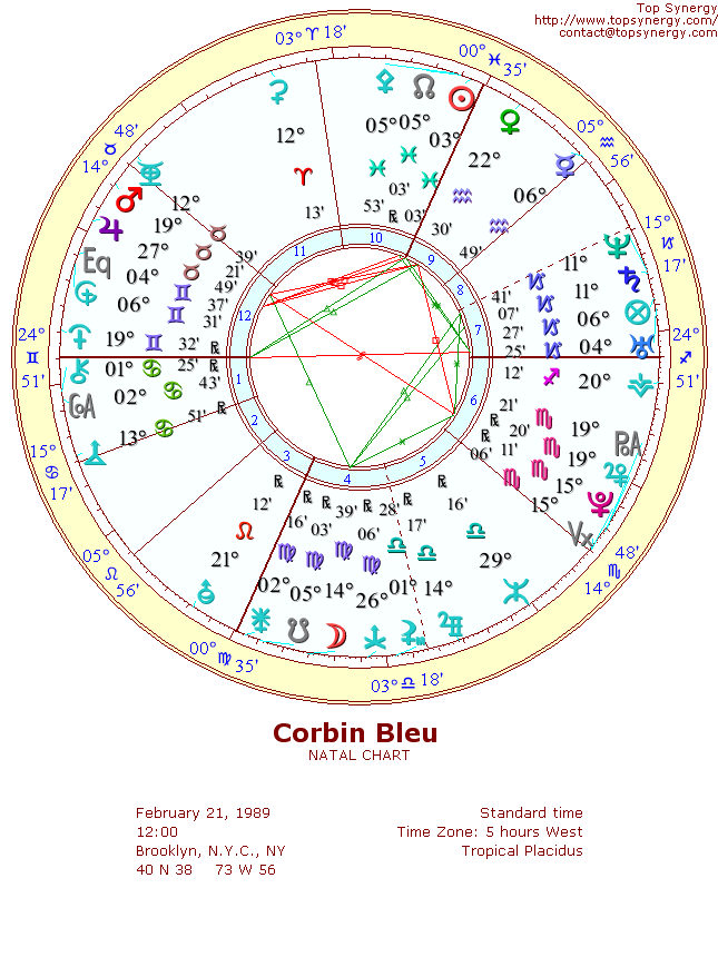 Corbin Bleu natal wheel chart