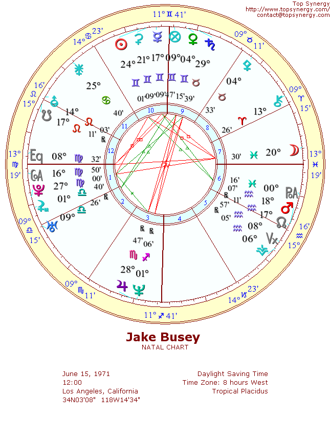 Jake Busey natal wheel chart