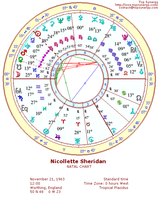 Nicollette Sheridan natal wheel chart