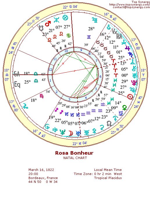 Rosa Bonheur natal wheel chart