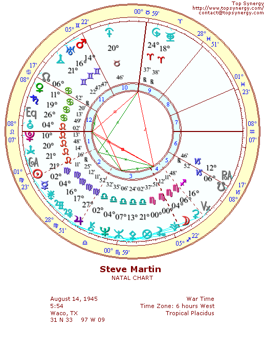 Steve Martin natal wheel chart