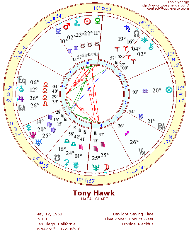 Tony Hawk natal wheel chart