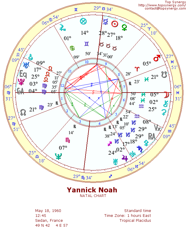 Yannick Noah natal wheel chart