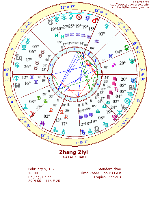 Zhang Ziyi natal wheel chart